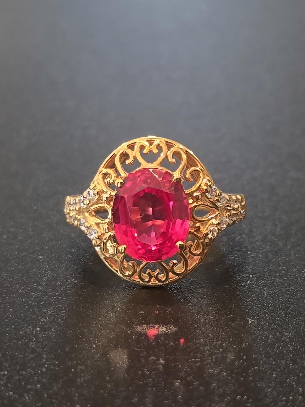 Pink Padparadscha Sapphire 5.85Ct Gold Plated  925 Silver Ring Sz 7.25 Nwot